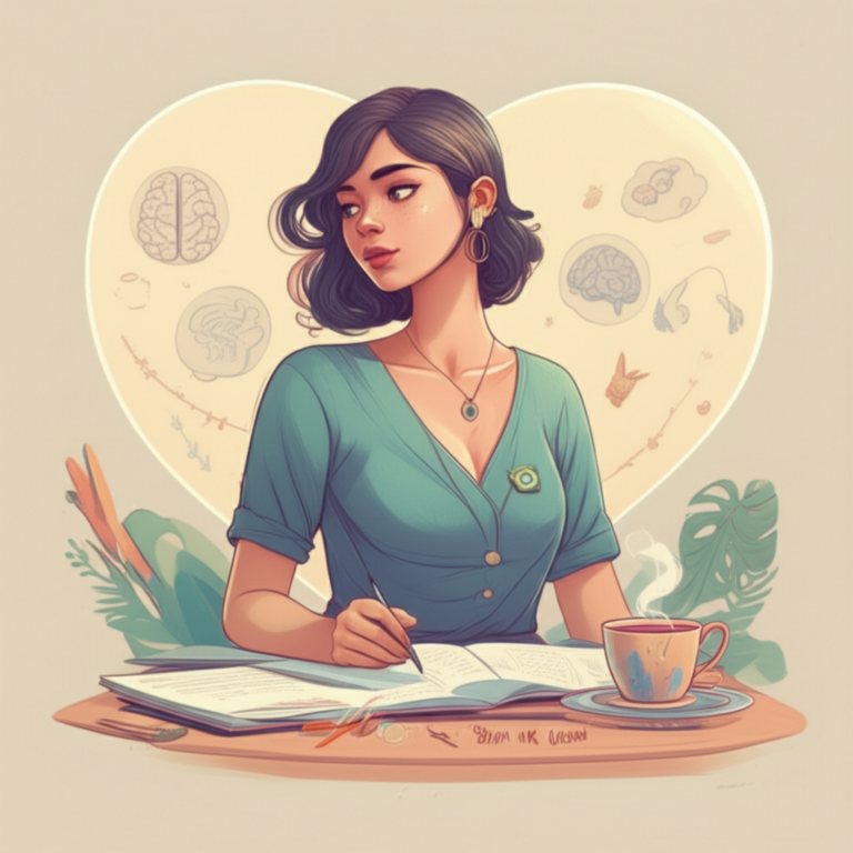 Ilustração de mulher brasileira confiante praticando autoconhecimento, representando o programa Bem Me Quero de Pamela Magalhães.