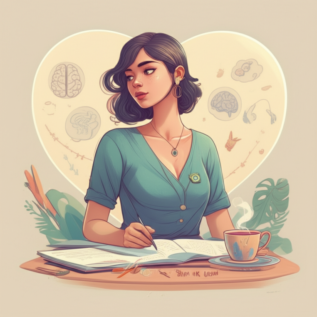 Ilustração de mulher brasileira confiante praticando autoconhecimento, representando o programa Bem Me Quero de Pamela Magalhães.