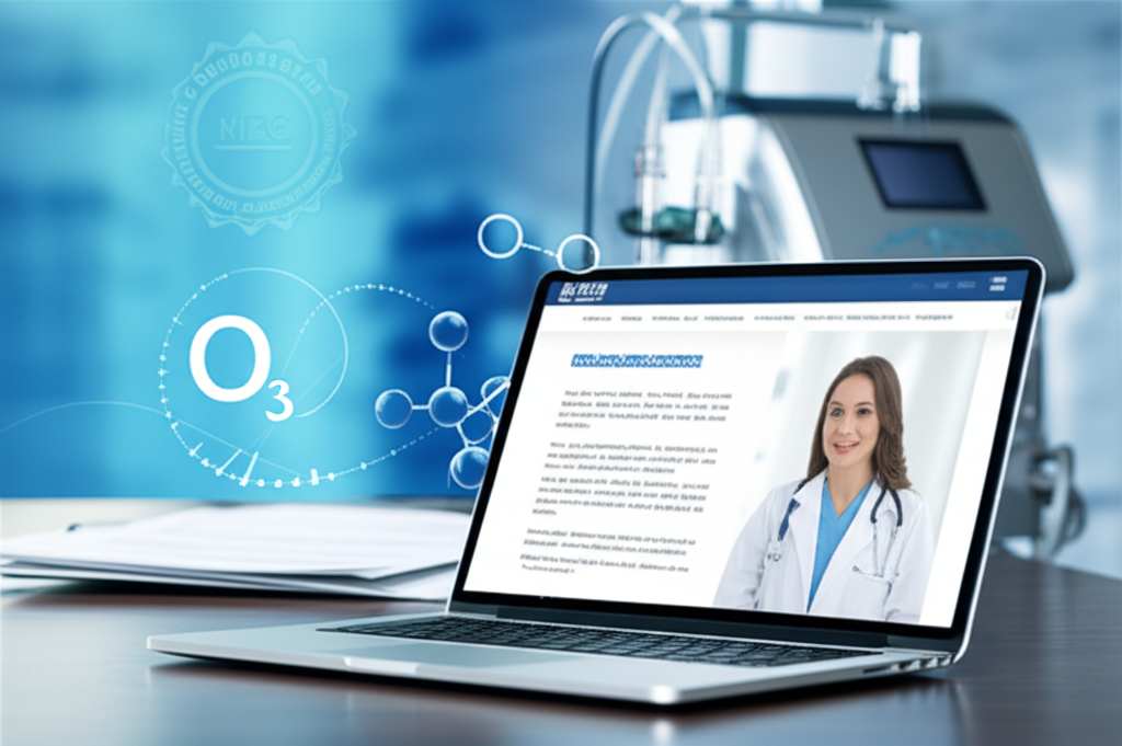 Profissional de saúde estudando ozonioterapia online com certificado de 120h reconhecido pelo MEC em seu dispositivo.