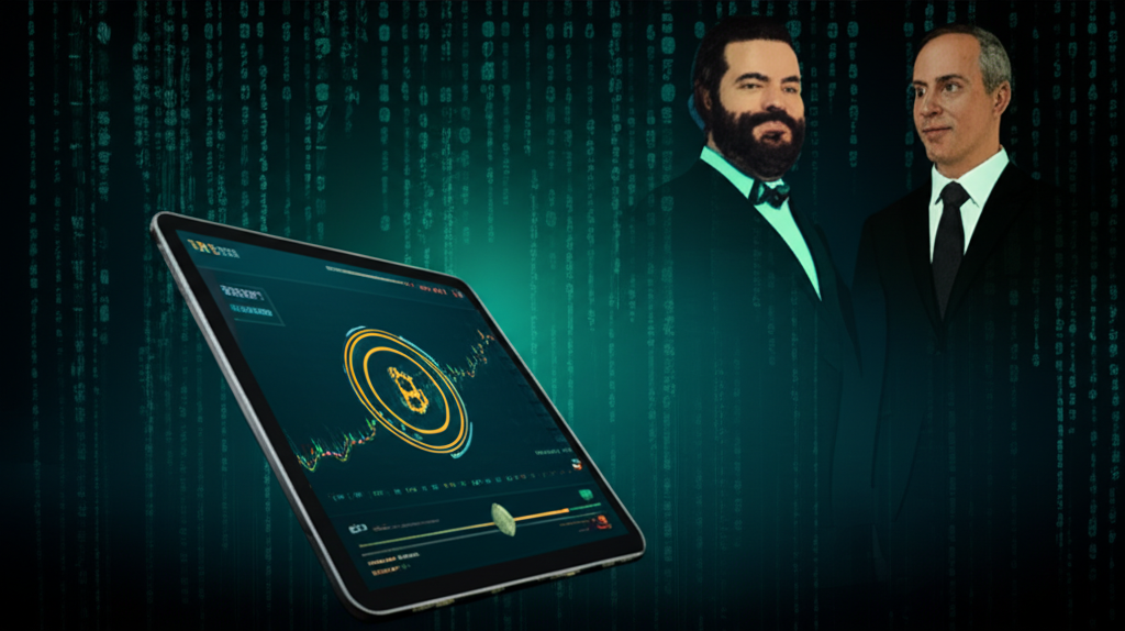 Ilustração digital de um estudante assistindo a um curso de Bitcoin em uma tela com indicador de carregamento rápido, simbolizando o Treinamento Bitcoin Black Pill de Renato Amoedo e Alan Schramm e a velocidade dos vídeos.