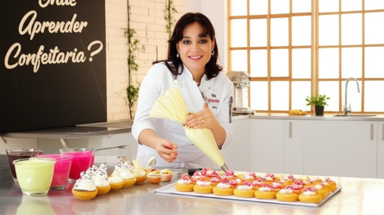 Marrara Bortoloti teaching modern pastry fillings in a bright bakery kitchen.