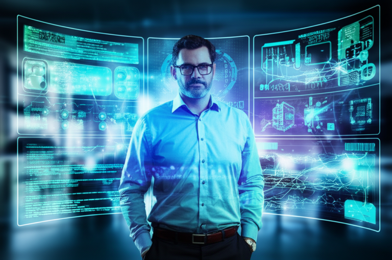 Engenheiro de IA Alberto Luiz demonstrando a arquitetura de sistemas eficientes com LLMs, RAG e integração de dados reais.