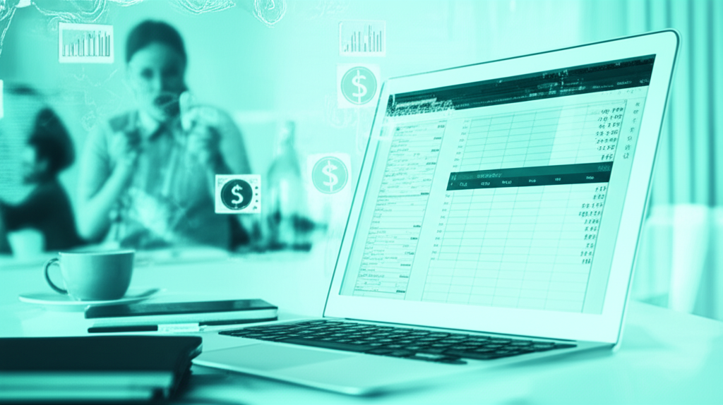 Planilha de precificação aberta em um laptop, com gráficos e anotações, representando o método de Lucas Borbs para aprender a precificar.